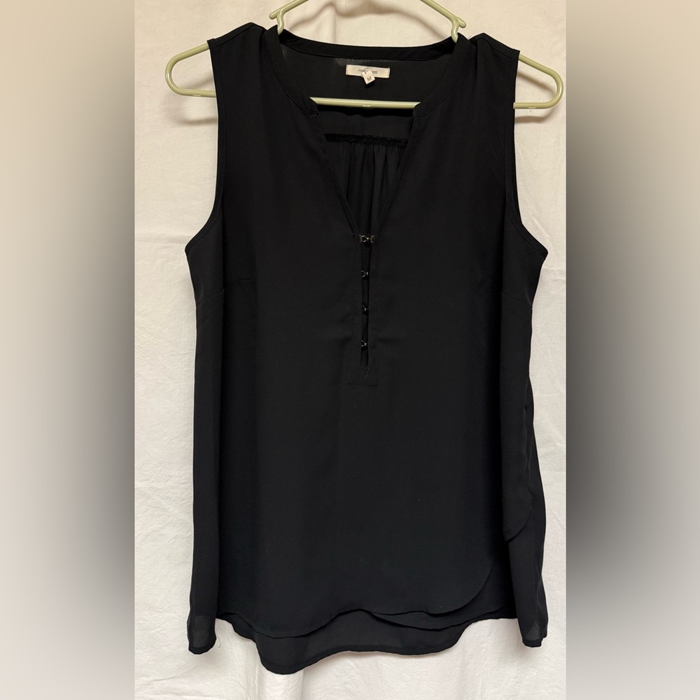 Maurices Black Sleeveless V-Neck Tank with Button Placket